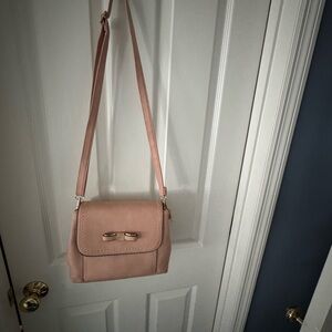 Pink Crossbody Shoulder Bag with Bow Accent